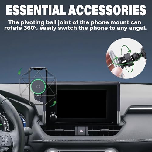 Secure Your Smartphone with Advanced Car Phone Holder for Toyota RAV4 (2019-2025) – 15 W Fast Wireless Charger, 360-Degree Rotation & Hands-Free Convenience for Safer Navigation – Perfectly Fits 7/8 Inch Touch Screens – Premium Stability & Effortless Installation
