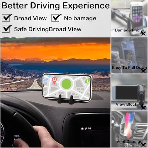 Universal Dashboard Phone Holder Mount – Premium Anti-Slip Car Phone Mount for i Phones, Samsung, and Android Devices – Effortless Hands-Free Navigation and Communication – Fits 99% of Car Interiors – Durable Black Design for Ultimate Stability and Style – Easy Install, No Residue – Enhance Your Driving Safety and Connectivity