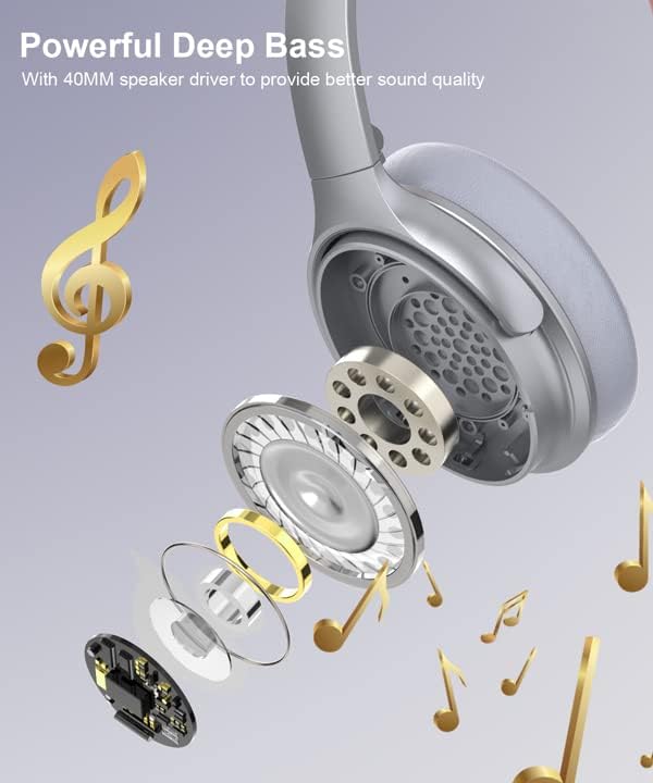 Unleash Your Audio Potential with INFURTURE Wireless Over-Ear Headphones – Advanced Active Noise Cancelling, Deep Bass Bluetooth Sound, 90-Hour Battery Life, Ultra-Low Latency for Gaming, and Luxurious Memory Foam for Ultimate Comfort and Extended Listening Sessions