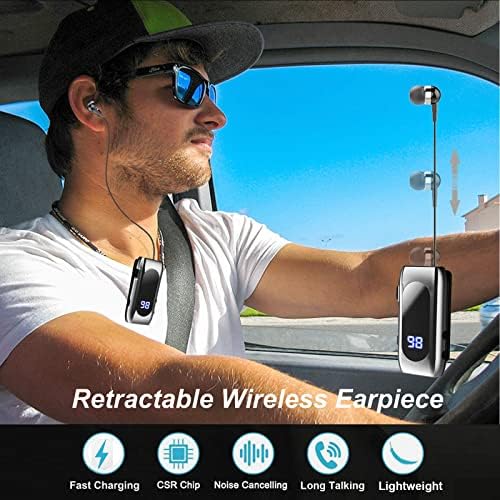 Advanced Retractable Bluetooth V5.0 Earbuds – Premium Noise Cancelling Wireless Headset for Professionals and Athletes, 20-Hour Battery Life, Ergonomic Hands-Free Design, Ideal for Truckers and Drivers, Unmatched Sound Clarity and Portability