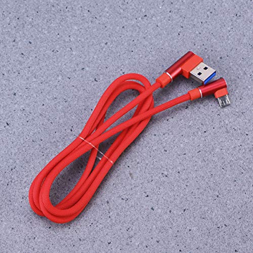 90-Degree USB Micro Cable – 1 m Nylon Braided Right Angle Charger for Universal Phones – Fast 2.4 A Data Transmission – Durable & Tangle-Free Connectivity Solution for Enhanced Performance