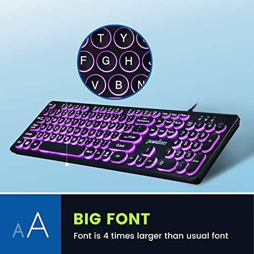 Transform Your Workspace with the Perixx PERIBOARD-317 RGB Wired Backlit USB Keyboard – Enhanced Visibility with Big Print Keys and Dynamic RGB Illumination for Ultimate Typing Comfort – Ideal for Gamers and Professionals Alike – US English Layout for Seamless Navigation and Cross-Platform Compatibility – Elevate Your Productivity and Style Today!