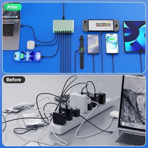 Power Up in Style: 300 W Ga N IV 8-Port USB-C Charging Hub – Fast PD 100 W Charger for Mac Book, i Phone 16/15/14, and Galaxy Devices – Ultimate Compact Charging Solution for Home and Travel Efficiency – Multi-Device Compatibility with Rapid Charging Capability – Engineered for Professionals and Tech Enthusiasts – Stay Powered Anywhere with This Versatile Charging Station