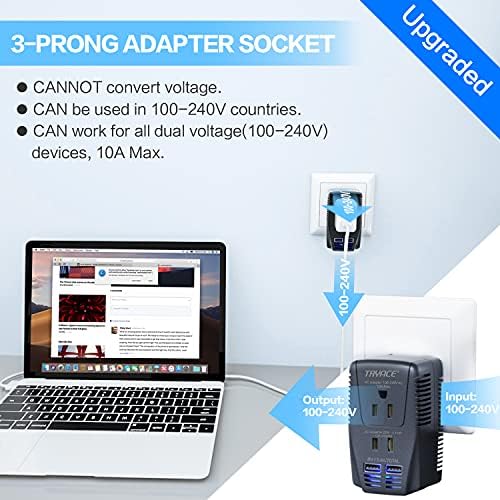 High-Power 2000 W Universal Travel Voltage Converter: Efficiently Step Down 220 V to 110 V for Hair Tools & Electronics with Dual USB Ports – Global Compatibility for EU, UK, AU, and US Sockets