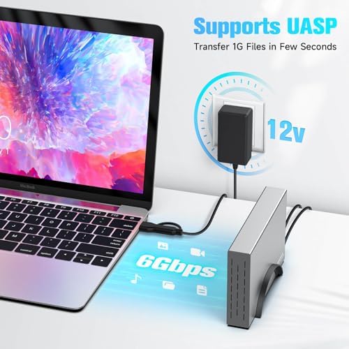 RSHTECH 3.5-Inch Aluminum USB 3.1 Gen 1 HDD Enclosure with Type C to SATA Connectivity – Ultra-Fast External Dock Case for 16 TB Drives, Perfect for SSD and HDD Data Management, Quick Setup & Enhanced Durability