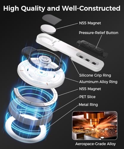 Revolutionary Mag Safe Phone Grip with 360° Rotating Kickstand – Premium Silicone Finger Ring for Secure Handling & Versatile Viewing – Innovative Damping Hinge Design for Gym, Workouts, and Video Calls – Universal Compatibility with All Phones (Black) – Elevate Your Mobile Experience