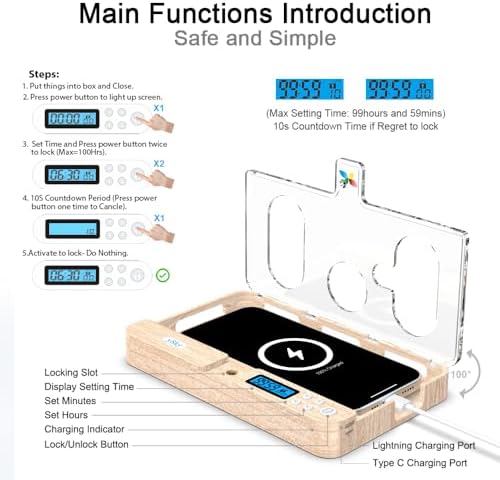 Portable Smart Auto Phone Timer Lock Box for iPhone and Android Phones, Self-Control Timer Locker to Help Kids,Students, Adults Focus Back,Prevent Excessive Games, Mobile Phone Addiction(White) – Enhanced Compatibility and Speed