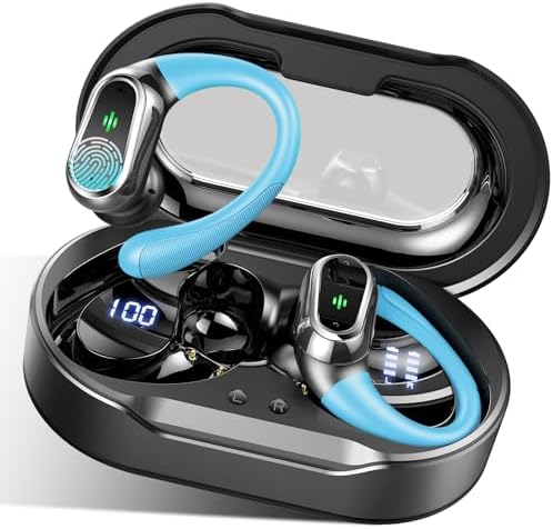 High-Performance Wireless Earbuds – 2025 Bluetooth 5.4 Headphones with Superior ENC Noise Canceling Mic, IP7 Waterproof Construction, Secure Fit Earhooks for Active Lifestyles, Dual LED Battery Indicator – Premium Sound Quality for Workouts and Outdoor Activities
