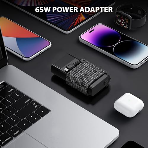 2025 Ultra-Slim 65 W USB-C Laptop Charger for HP Devices – Fast Charging Power Adapter for Elitebook, Pavilion, Spectre, Envy & Elite x2 – Lightweight Braided Cable with Safety Features for Ultimate Portability