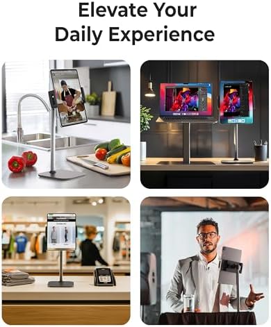 Height Adjustable Cooper Tab Stand – Premium Aluminum Alloy Tablet Holder & Portable Monitor Stand for i Pad, Pro, Air, Mini & Kindle – Versatile Design in Sleek Night Black for Enhanced Comfort and Productivity