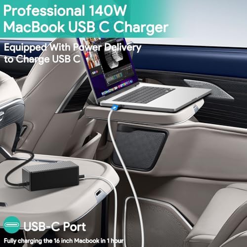 High-Performance HKY 140 W USB-C Car Charger PD3.1 – Universal DC Adapter for Mac Book Pro/Air, Dell XPS, Lenovo Think Pad, and More – Rapid Charging for Laptops, Tablets, and Smartphones – Compact & Travel-Friendly Design with Enhanced Safety Features – Ideal for Cars, RVs, and Portable Power Stations