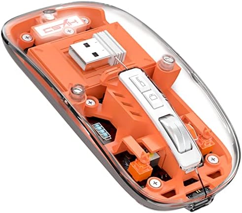 Sleek A.JAZZ Wireless Bluetooth 5.1 & 2.4 G Mini Mouse – Lightweight, Rechargeable, and Silent for Ultimate Focus in Office, PC, Mac, and i Pad Use – Stylish Transparent Design with Nano USB-C Receiver for Enhanced Compatibility and Performance