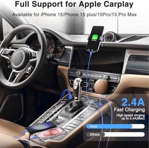 3 Pack USB-C Carplay Charging Cables for i Phone 16, 15 Pro Max & Plus – 3 FT High-Speed Data Transfer Cords for Seamless Connectivity with i Pad 10 th Gen & Air 5 th – Durable & Stylish Black Design for Optimal Vehicle Integration