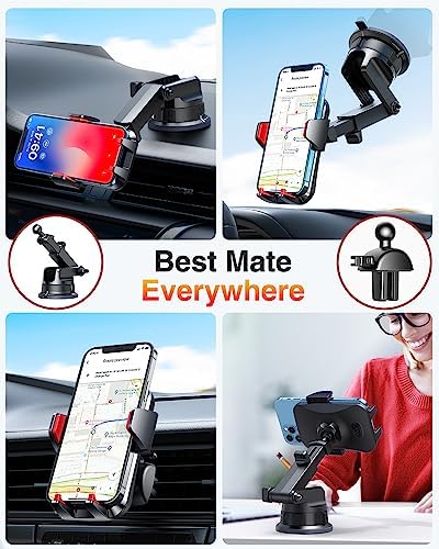 VANMASS 2024 Enhanced Universal Phone Holder – Super Suction Cup Mount for Car Dashboard, Window & Vent – Securely Fits i Phone 15 Pro Max, 14, 13 & More – Hands-Free Vehicle Cradle with 360-Degree Rotation – Sleek Blue Design for Ultimate Convenience and Safety