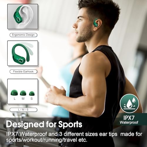 Ultimate Bluetooth 5.4 Wireless Earbuds with 75-Hour Playtime – Ergonomic Deep Bass Sport Headphones with IPX7 Waterproof Rating for Active Lifestyles, Advanced ENC Noise Cancelling Mic for Superior Call Clarity – Ideal for Fitness and Outdoor Activities