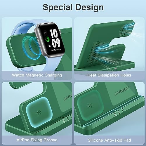 Optimized 3-in-1 Wireless Charging Station for Apple Devices – Fast and Efficient Charger for i Phone 11-16, Apple Watch & Air Pods – Sleek Multi-Device Dock with Enhanced Safety Features for Tangle-Free Power Solutions