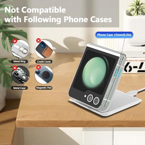 Portable 2-in-1 Fast Charging Station for Samsung Galaxy Z Flip Series – Foldable Wireless Charger with Enhanced Compatibility for Galaxy S, Note, and Watch – Ideal Travel Companion with Adapter Included – Sleek Black Design for Effortless Power on the Go