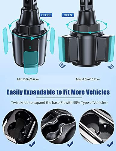 MOKPR Wireless Car Charger – 15 W/10 W/7.5 W Auto-Clamping Cup Holder Phone Mount for i Phone & Samsung – Fast Charging Car Mount with Enhanced Compatibility for Seamless Navigation & Calls – Durable, Convenient, and Safe Charging Solution for Busy Lifestyles