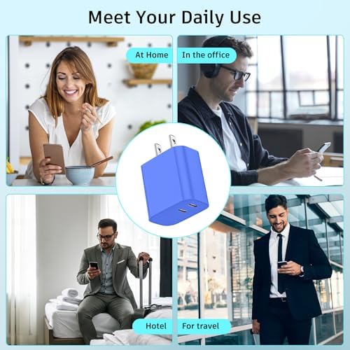 High-Speed Dual-Port USB C Charger Block – 3-Pack 20 W Type-C Wall Adapter for i Phone and i Pad Pro – Ultimate Convenience for Multi-Device Charging on the Go, Safe & Compact Design