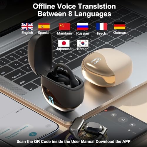 Revolutionary AI Translation Earbuds: Instantaneous 144-Language Communication for Travelers, Professionals, and Linguists – Ultra-Lightweight Bluetooth Headphones with Long Battery Life and Universal Device Compatibility – Experience Effortless Conversations Anytime, Anywhere