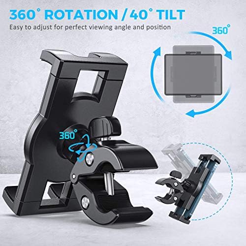 KDD Universal Spin Bike Tablet Holder Mount – Transform Your Workouts with Secure 360° Device Integration for i Pad Pro 12.9, Galaxy Tabs & i Phone (4.7-13”) – Effortless Installation for Stationary Bikes and Treadmills – Maximize Engagement with Optimal Viewing Angles and Sturdy Design for All Fitness Enthusiasts