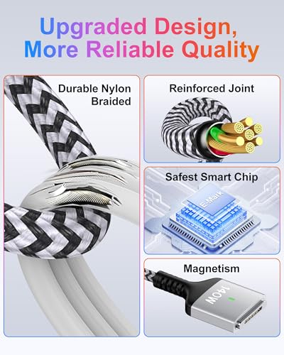 High-Speed 140 W USB-C to Magnetic 3 Charging Cable for Mac Book Air & Pro – 6 ft Durable Cord with Enhanced Compatibility for M1, M2, M3, M4 Models – Effortless Magnetic Connection and Fast Charging Efficiency
