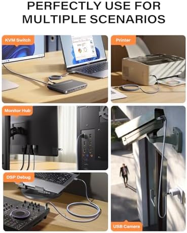 High-Speed AINOPE 2-Pack USB 3.0 A to A Male Cable – 6.6 FT Durable Male-to-Male Connection for KVM Switch, External Hard Drives, Laptops & TVs – Reliable Data Transfer Up to 5 Gbps for Enhanced Productivity and Versatile Use