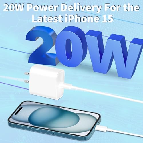 20 W USB-C Fast Charging Block Set for i Phone 16 & 15 Series – 3-Pack with 6 ft Durable Cables for Rapid Power Delivery – Perfect for i Phone, Air Pods, and i Pad – Compact, Versatile Charging Solution for On-the-Go Users