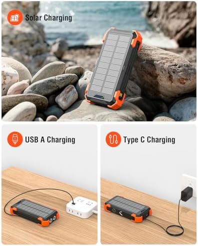 High-Capacity 42800 m Ah Solar Power Bank – Ultimate Outdoor Portable Charger with Wireless Fast Charging & Dual LED Flashlights for i Phone, Samsung, and More – Eco-Friendly Energy Solution Designed for Adventure Seekers