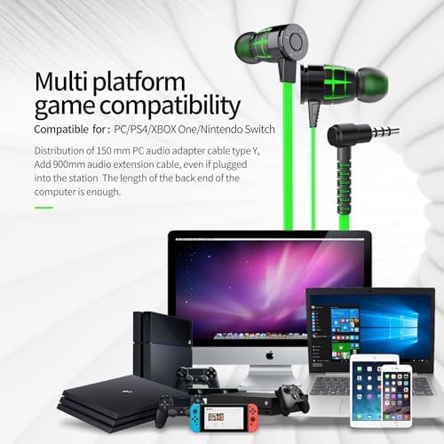 G25 High-Fidelity Gaming Earphones with Adjustable Microphone – In-Ear Noise Isolation Headset for Unmatched Audio Clarity – Ideal for PC, Console & Mobile Gaming – Ergonomically Designed for Comfort During Extended Play Sessions and Enhanced Team Communication