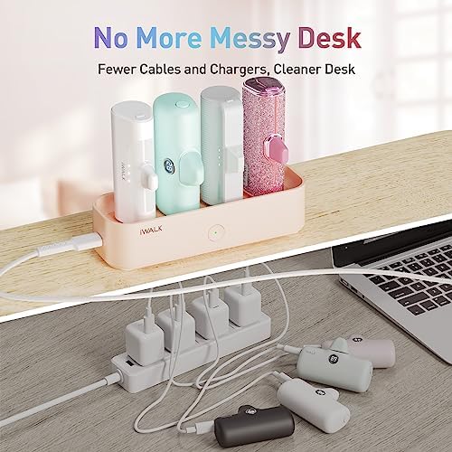 i WALK Family-Sized USB-C Charging Station for Portable Power Banks – Efficient Multi-Device Dock for i Phone & More – Sleek Design, Fast Charging, Enhanced Compatibility – Ideal Home & Office Solution in White
