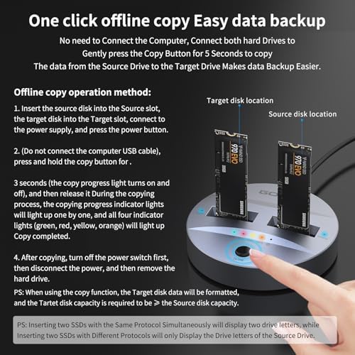 GODO RGB M.2 PCIe NVMe & SATA External SSD Enclosure – Ultra-Fast USB-C Adapter with Tool-Free Installation, 10 Gbps Transfer Speed, UASP & TRIM Support, Stylish RGB Lighting for Enhanced Portability and Performance