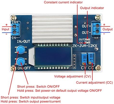DROK Ultra-Adjustable DC Buck Converter – Precision Power Supply with 1.2 V-32 V Output and 12 A Capacity, Ideal for Solar Energy Systems, RV Applications, and Golf Cart Energy Management – LCD Display for Real-Time Voltage Monitoring and Dual Mode Operation