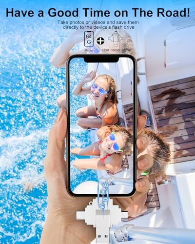 MFi Certified 64 GB Multi-Device Photo Stick – Ultimate 4-in-1 USB Flash Drive for i Phone, i Pad, Android, PC, and Mac – Fast Data Backup & Easy Media Management for Photos, Videos, and Contacts – Compact External Storage Solution