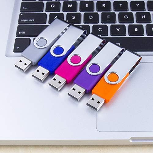 Vibrant 64 GB USB Flash Drive Pack – 5 Colorful Metal Swivel Thumb Drives with LED Indicator & Lanyards for Easy Portability – Ideal for Students & Professionals Seeking Reliable Data Storage Solutions