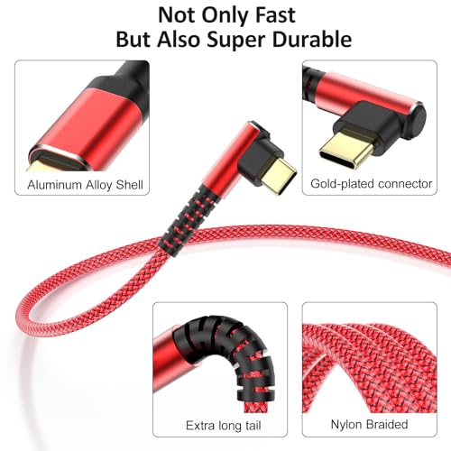 Maximize Your Charging Efficiency with 3-Pack 10 FT 60 W USB C to USB C Cables – Durable Braided Design, Ergonomic Right Angle Connector for Seamless Use with i Phone 16/15 Pro Max Plus, Galaxy S25/S24, i Pad Pro/Air, Mac Book Pro/Air – Ideal for Home, Office, and Travel Convenience