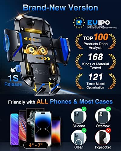 VANMASS Pro Universal Car Phone Mount with 2025 Super Suction Cup – Ultimate Cell Phone Holder for Safe Driving, Compatible with i Phone 16 Pro Max, 15, 14, 13 & Samsung Android Devices – Easy Installation, 360-Degree Rotation, and Enhanced Stability for Windshield, Dashboard, and Vent Use