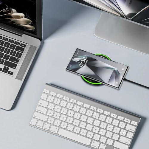 Samsung S22 Ultra Wireless Charging Stand – Fast 15 W Qi-Compatible Charger for Galaxy S25/S24/S23/S22, Google Pixel 9 Pro/8/7, i Phone 16/15/14 Series – Non-Slip Design with Smart LED Indicator and 4 FT USB-C Cable – Safe, Efficient, and Sleep-Friendly Charging Solution for All Qi-Enabled Devices