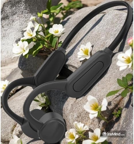 Revolutionary Bluetooth 5.0 Bone Conduction Neckband Headphones – Waterproof Open Ear Earphones for Active Lifestyles, Perfect for Cycling, Running, and Gym Workouts with Fast Charging and Universal Compatibility