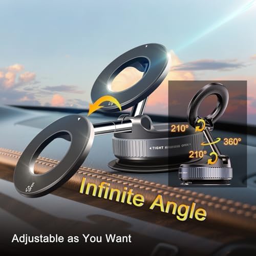 Revolutionary Magnetic Phone Mount for Mag Safe – Foldable Suction Cup Holder for i Phone 12-16 Series, 360° Adjustable Design, Hands-Free Vehicle Accessory, Enhanced Stability and Portability for Safe Navigation and Communication