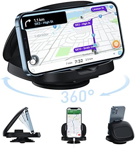 Revolutionary 360° Rotating Car Phone Holder for Ultimate Hands-Free Navigation – Versatile Dashboard Mount Compatible with i Phone, Samsung Galaxy & Android Devices – Sleek Design for Vertical & Horizontal Viewing – Enhanced Stability & Universal Fit for All Smartphone Sizes