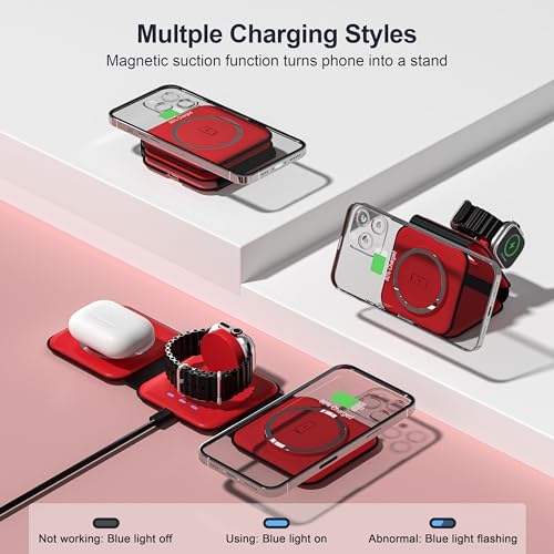 UCOMX Foldable 3-in-1 Wireless Charging Station: Ultimate Travel Charger for i Phone 12-16 Pro Max, Apple Watch Series 3-Ultra, and Air Pods Pro – Rapid Nano Technology for Fast, Safe Charging & Clutter-Free Convenience