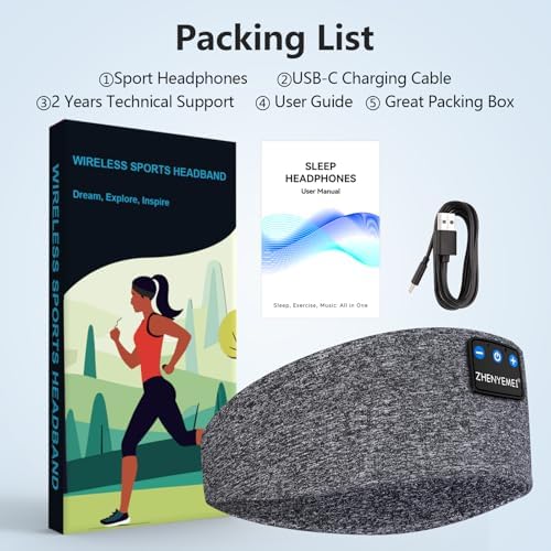 Transform Your Rest with Premium Bluetooth 5.4 Sleep Headphones – Lightweight Headband Design with HD Stereo Sound for Yoga, Jogging, and Travel – Ultimate Comfort and Insomnia Relief Gift in Stylish Gray – Seamless Connectivity and Versatile Use for Active Lifestyles