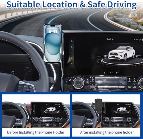 Toyota Highlander 2014-2019 Car Phone Mount – Premium Anti-Shake Phone Holder for Enhanced Navigation, 360-Degree Rotating Cradle Compatible with All Smartphones, Effortless Installation Auto Accessory for Safer Driving