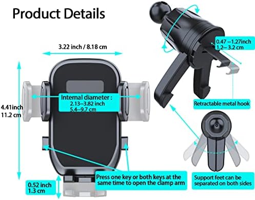 Universal Car Phone Holder with Upgraded Metal Clip – Hands-Free Vent Mount for i Phone and Android – 360-Degree Rotation for Optimal Viewing – Easy Installation, Compatible with All Car Vent Types – Enhance Your Driving Experience with Secure Smartphone Access