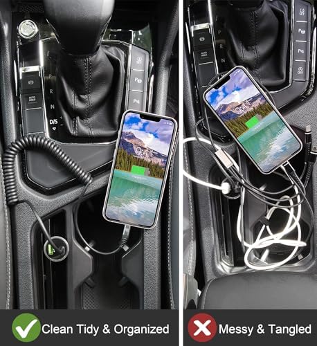 Premium Coiled Lightning Charger Cable for i Phone – 2 Pack (3 FT & 6 FT) – Apple MFi Certified High-Speed Charging & Data Transfer – Compatible with i Phone 14/13/12/11 Pro Max/XS/XR/XS/X/8/7/Plus/6 S, i Pad, and i Pod – Tangle-Free Black Design for Ultimate Portability and Reliability