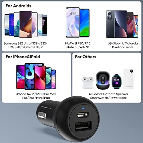 High-Speed Dual-Port USB C Car Charger Adapter – 38 W Fast Charging for i Phone 14/13/12 & Galaxy S20/S10, PD 20 W & QC 18 W Compatibility, Smart Protection Features for Safe Charging on the Go – Perfect Multi-Device Solution for Road Trips and Daily Commutes