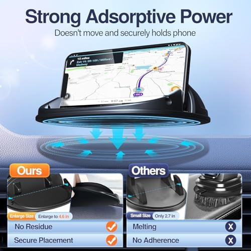 Loncaster Universal Dashboard Car Phone Holder Mount – 2 Pack Ultra-Stable Silicone Cradle for Hands-Free Use, Compatible with i Phone & Most Smartphones, Effortless Installation, 360-Degree Viewing Angles, Essential Car Accessory for Safe Navigation and Calls