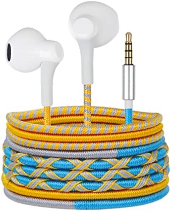 URIZONS Premium Wired In-Ear Headphones with Vibrant Braided Cable – Exceptional Sound Clarity, Integrated Microphone for Seamless Hands-Free Conversations, Customizable Volume Control, Sweat & Dirt Resistant for Active Lifestyles, Tangle-Free Design, Universal 3.5 mm Compatibility – Ideal for Commuting, Fitness, and Daily Use
