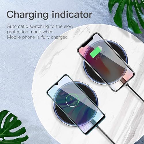 FDGAO Ultra-Compact 20 W Max Fast Wireless Charger – Effortless Qi Charging Pad for i Phone 16/15/14/13/12/SE/11/XS Max/XR, Samsung Galaxy S25/S24/Note, Air Pods, Pixel & LG G8 – Streamlined Charging Solution with Advanced Safety Features for Home or Office Use